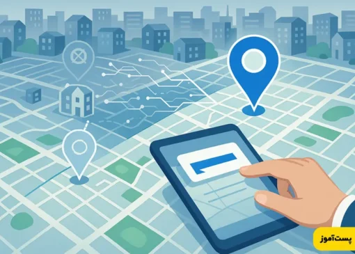 تصویر مفهومی از ژئو‌کد کردن در مشهد برای رفع مشکل تطبیق کد پستی و آدرس